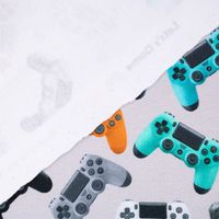 Sweatstoff Digitaldruck LETS GAME Controller grau bunt 1.45m Breite