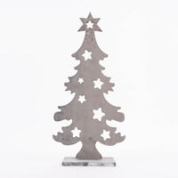 Deko Tannenbaum mit Sternmuster Holz grau 42x20x9.5cm