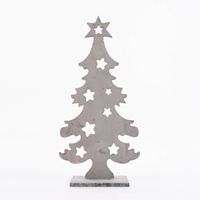 Deko Tannenbaum mit Sternmuster Holz grau 42x20x9.5cm