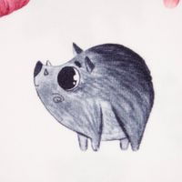 Baumwolljersey Digitaldr. Aquarell Bär WildschweBlumen offweiß braun