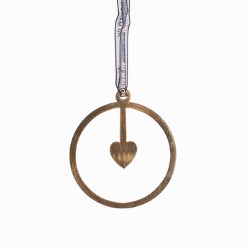 Deko Hänger Herz rund Metall goldfarbig 7cm