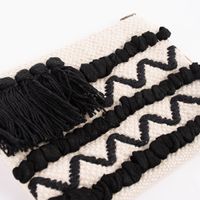Utensilien Tasche Clutch Boho Chic Fransen creme weiß schwarz 25x18cm