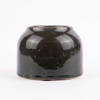 Pflanztopf rustikal Steingut glänzend anthrazit 10x14cm
