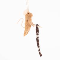 Deko Hänger strickende Maus Filz 10x5cm weiß oder braun