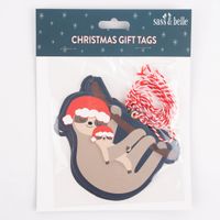 Sass & Belle Geschenkanhänger Mama und Baby Faultier mit Weihnachtsmütze 6 Stück Papier blau braun 10x7cm