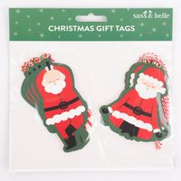 Sass & Belle Geschenkanhänger Weihnachtsmann Yoga 12 Stück Papier dunkelgrün rot 2 Motive