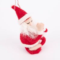 Sass & Belle Dekohänger Weihnachtsmann Yoga Filz Wolle weiß rosa grau 10.5x5x9cm