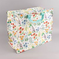 XXL Shopper Wildblumen aus recyceltem Material weiß bunt 55x48x28cm