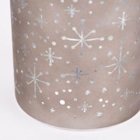Windlicht Glas mit transparenten Details grau silberfarbig 12.5x10cm verschiedene Motive