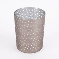 Windlicht Glas mit transparenten Details grau silberfarbig 12.5x10cm verschiedene Motive