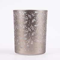 Windlicht Glas mit transparenten Details grau silberfarbig 12.5x10cm verschiedene Motive