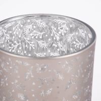 Windlicht Glas mit transparenten Details grau silberfarbig 12.5x10cm verschiedene Motive