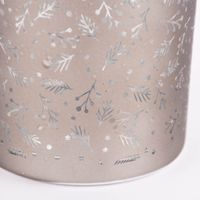 Windlicht Glas mit transparenten Details grau silberfarbig 12.5x10cm verschiedene Motive