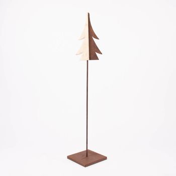 Dekoaufsteller Weihnachtsbaum Holz Metall braun natur 110x22x22cm