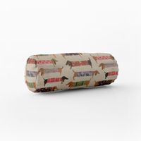 SCHÖNER LEBEN. Kissenhülle Baumwollstoff Dachshund Dackel beige bunt
