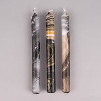 Stabkerzen Dip Dye Marble Jupiter 3 Stück schwarz grau goldfarbig 21x2cm