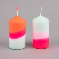 Stumpenkerzen Dip Dye Neon Peppermint Cherries 2 Stück bunt 10x5cm