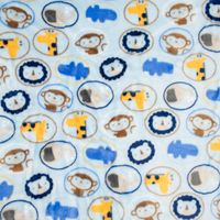 Wellness Fleece Tierkinder Löwe Giraffe blau gelb braun 1.4m Breite
