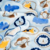 Wellness Fleece Tierkinder Löwe Giraffe blau gelb braun 1.4m Breite