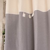 Ösengardine mit Ansatz Strick mit Quasten Baumwolle grau beige meliert 140x260cm