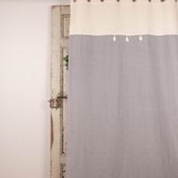 Ösengardine mit Ansatz Strick mit Quasten Baumwolle grau beige meliert 140x260cm
