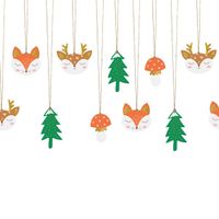 Geschenkanhänger Wald Rehkitz Pilz Tannenbaum Fuchs 12 Stück Papier 4 Motive