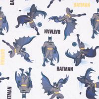 Baumwollstoff Popeline Digitaldr. Batman™© Schriftzug weiß grau schwar