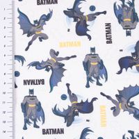 Baumwollstoff Popeline Digitaldr. Batman™© Schriftzug weiß grau schwar