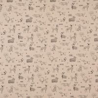 Dekostoff Leinenlook Doggie Friends Hunde natur schwarz 1.40m