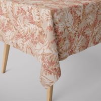 Dekostoff Halbpanama Leinenlook Pampasgras Eukalyptus natur rot 1.40m