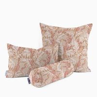 Dekostoff Halbpanama Leinenlook Pampasgras Eukalyptus natur rot 1.40m