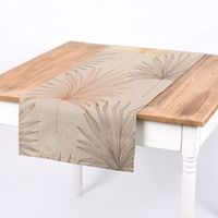 77759-Dekostoff-Halbpanama-Leinenlook-Luxury-Palm-Palmblaetter-natur-braun-gold-1-40m-Breite-KW8-2022-180003Capture0023Tischlaeufer.jpg Dekostoff Leinenlook Luxury Palm Palmblätter natur braun gold 1.40m