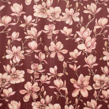 Samtstoff Polsterstoff Deko Magnolien bordeaux rosa 1.40m