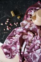 Samtstoff Polsterstoff Deko Magnolien bordeaux rosa 1.40m