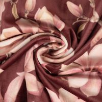 Samtstoff Polsterstoff Deko Magnolien bordeaux rosa 1.40m