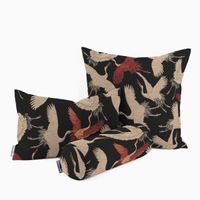 Dekostoff GobelPremium Cranebird Paradise Kraniche schwarz beige rot 1