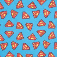 Baumwollstoff Popeline Digitaldruck Superman™© Logo blau rot gelb 1.5m