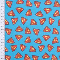 Baumwollstoff Popeline Digitaldruck Superman™© Logo blau rot gelb 1.5m