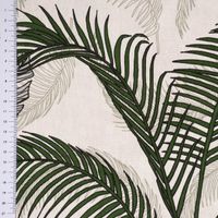 Dekostoff Halbpanama Tropical Planet Palmenblätter weiß grün 1.40m
