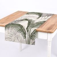 Dekostoff Halbpanama Tropical Planet Palmenblätter weiß grün 1.40m