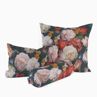 Dekostoff Halbpanama Digitaldruck Blumenbouquet blau bunt 140cm Breite