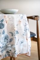 Dekostoff Leinenoptik Romantic Flower Rosen beige grau 140cm