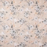 Dekostoff Leinenoptik Romantic Flower Rosen beige grau 140cm
