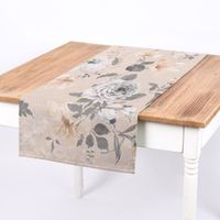 Dekostoff Leinenoptik Romantic Flower Rosen beige grau 140cm