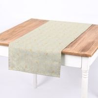 Dekostoff Leinenlook Metallic Blätterranken mintgrün gold 1.40m