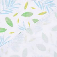 Baumwolljersey Jersey Blätter Palmzweige weiß grün blau 1.45m Breite