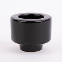 Rico Design Kerzenhalter für Stabkerzen und Teelichter Porzellan glänzend schwarz 6x7.5cm