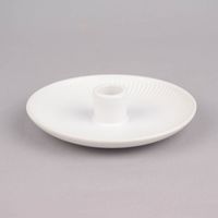 Rico Design Kerzenhalter für Stabkerzen Schale mit Rillen Porzellan matt weiß 3.5x15.5cm