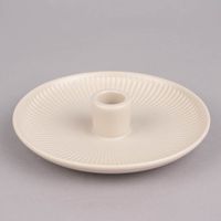 Rico Design Kerzenhalter für Stabkerzen Schale mit Rillen Porzellan matt creme 3.5x15.5cm