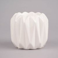 Rico Design Teelichthalter Kerzenhalter geometrisch Porzellan glänzend weiß 8x8cm